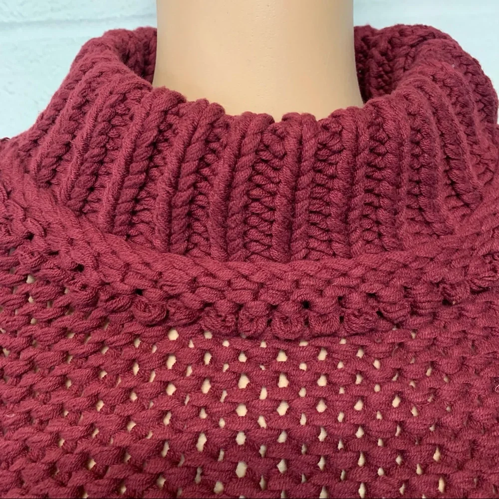 Free People Chunky Burgundy Knit Sweater